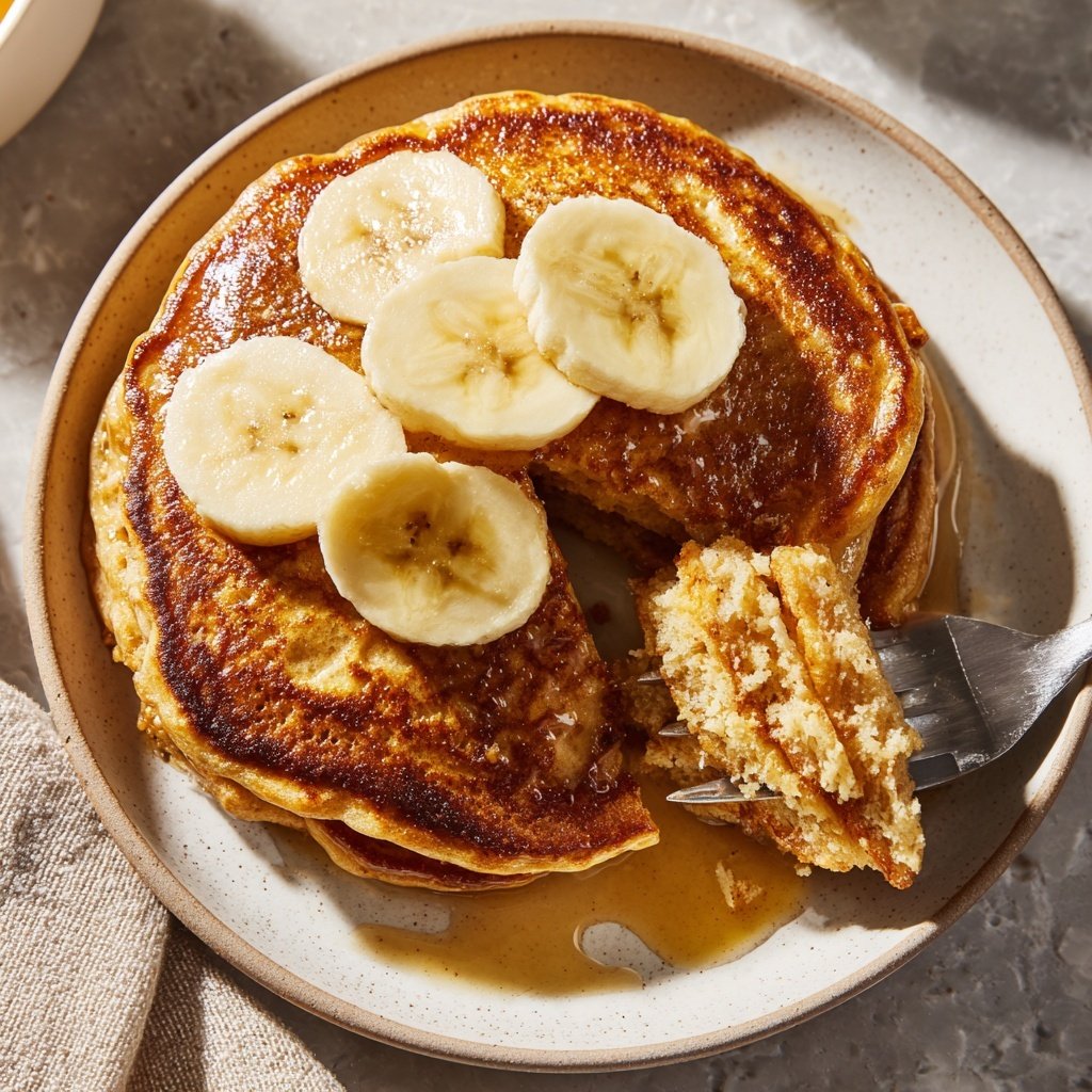 Whole Wheat Ricotta Pancakes with Banana Slices​