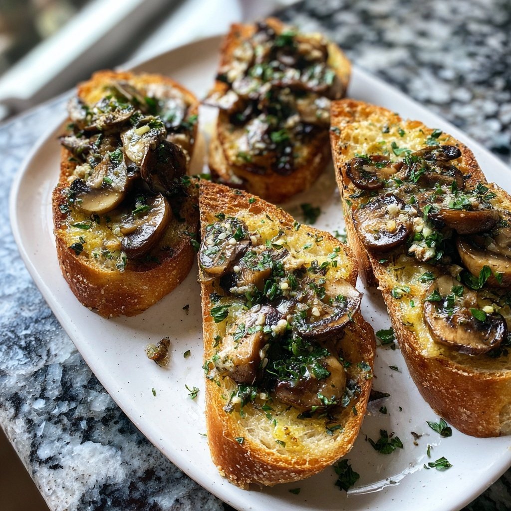 Garlic Herb Mushroom Toasts