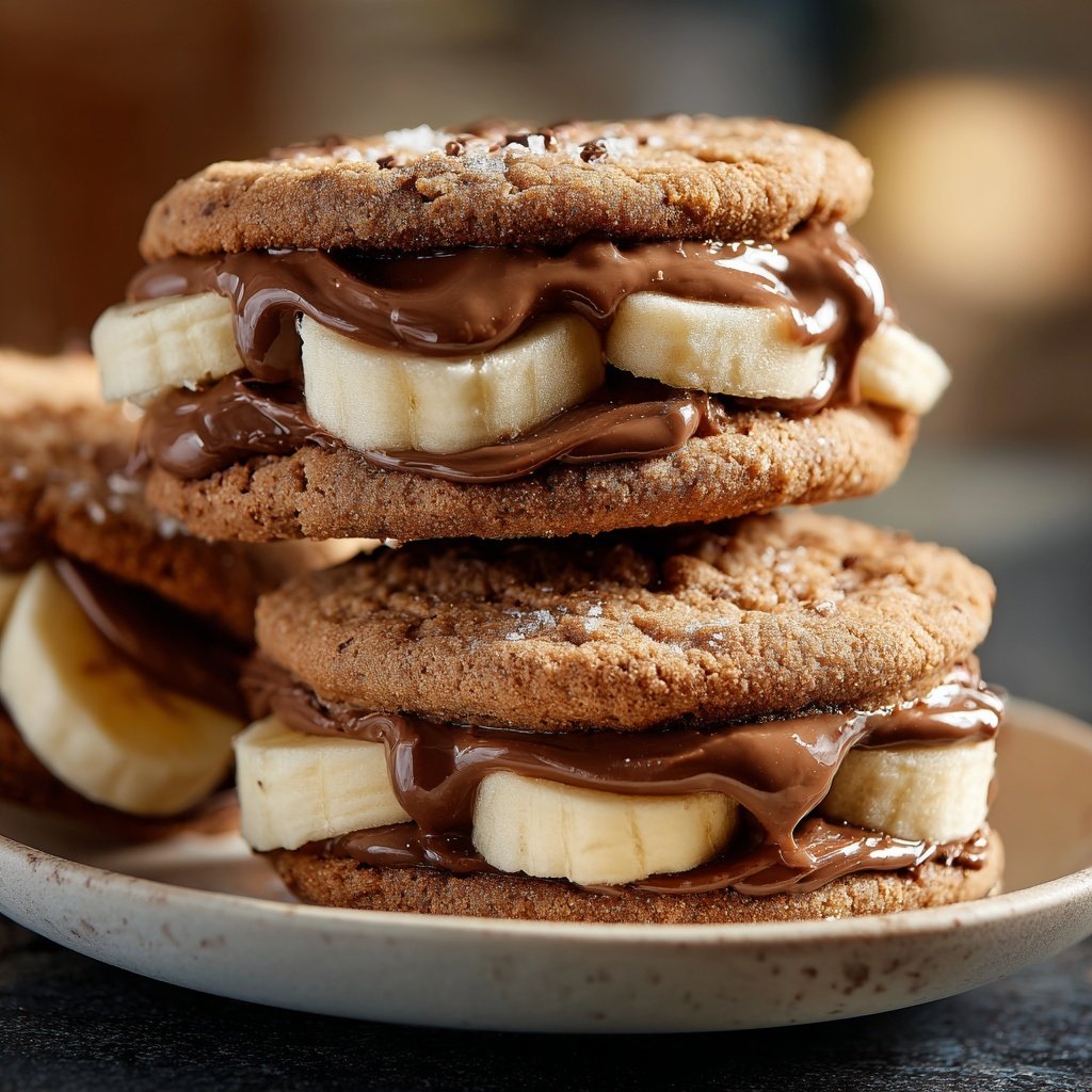 Banana Nutella Cookie Sandwiches