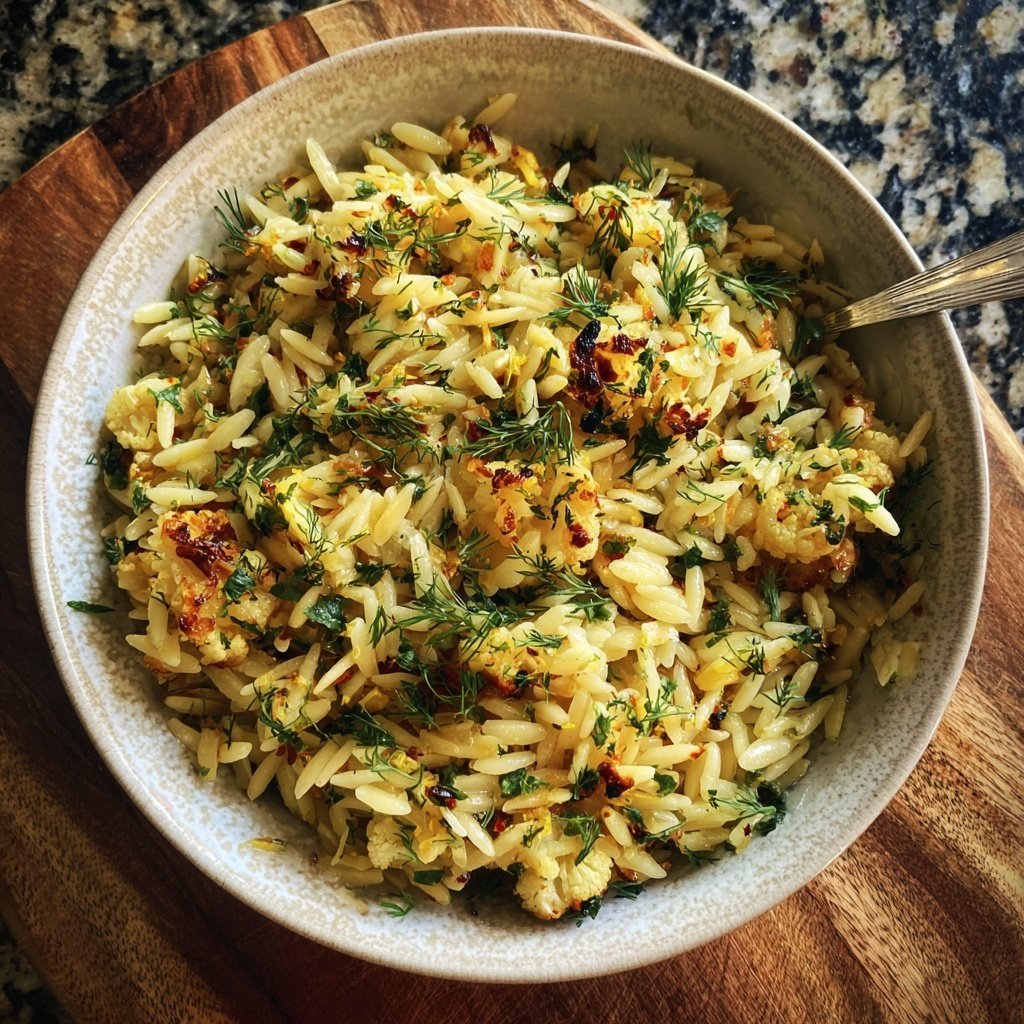 Charred Cauliflower Orzo with Lemon Dill