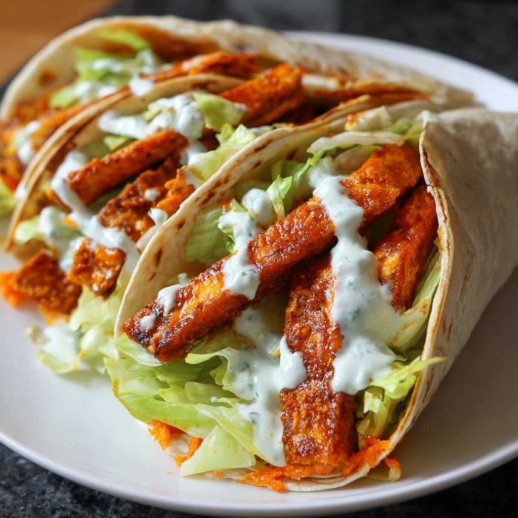 Vegan Buffalo Tempeh Wraps