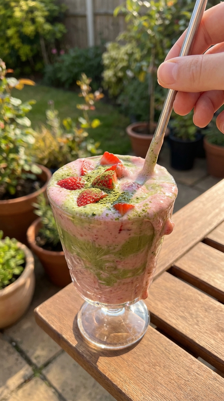 Creamy Strawberry Matcha Milkshake