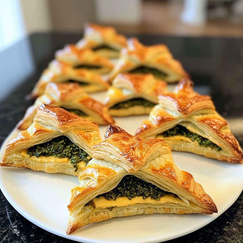 Puff Pastry Christmas Trees with Pesto and Cheese