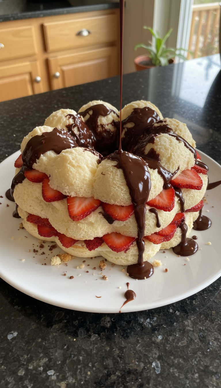 Chocolate Strawberry Cloud Cake