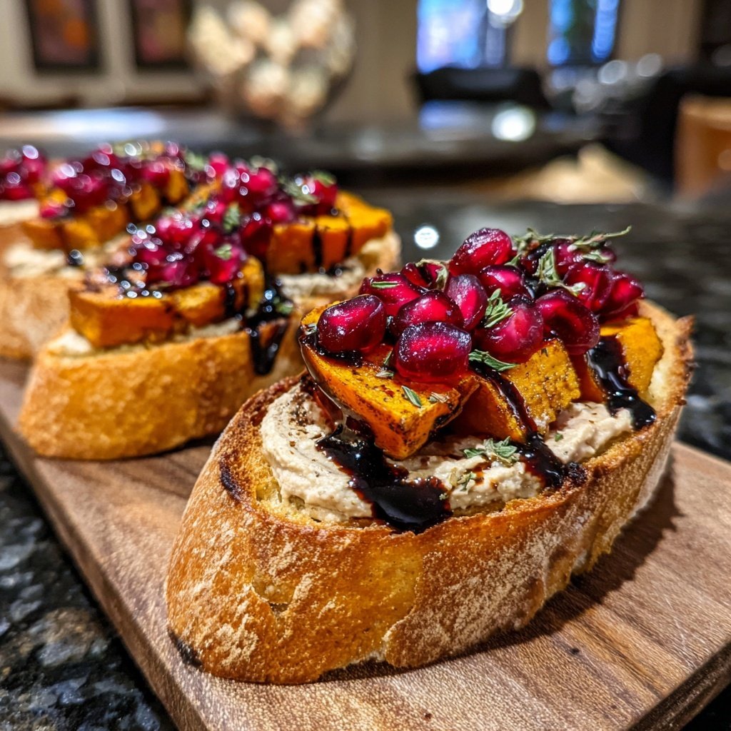 Sweet Potato Pomegranate Crostini