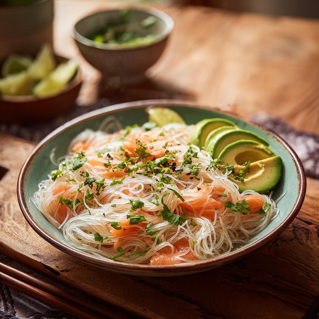 Smoked Salmon Glass Noodle Bowl