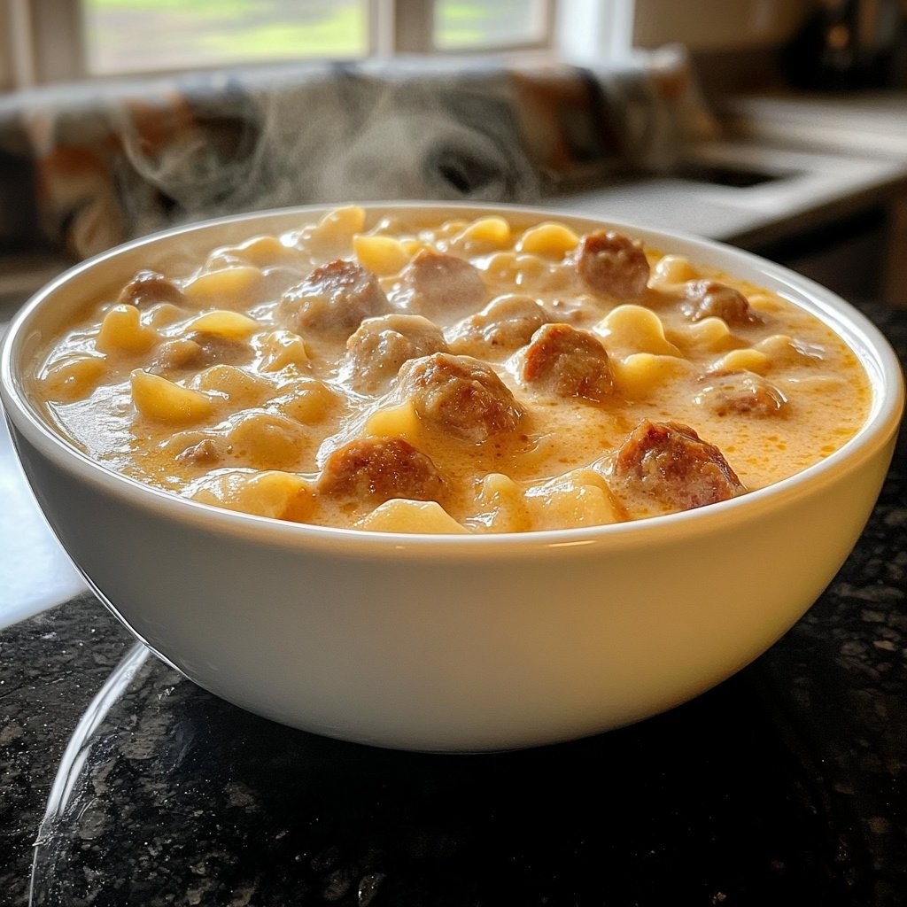 Creamy Parmesan Italian Sausage Ditalini Soup