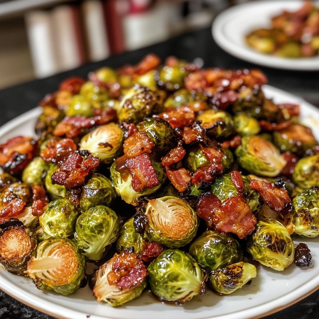 Roasted Brussels Sprouts with Bacon and Maple Syrup