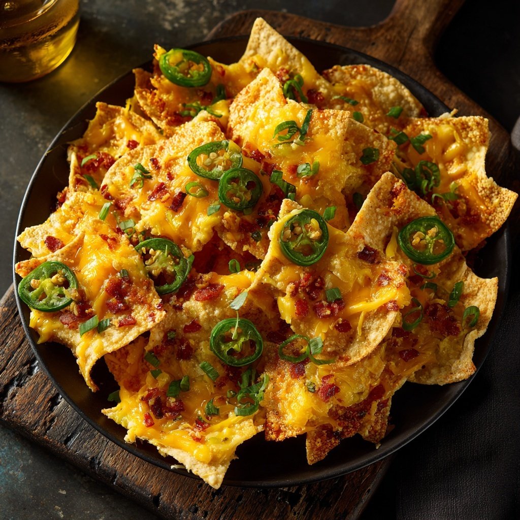 Baked Nachos with Salsa and Queso