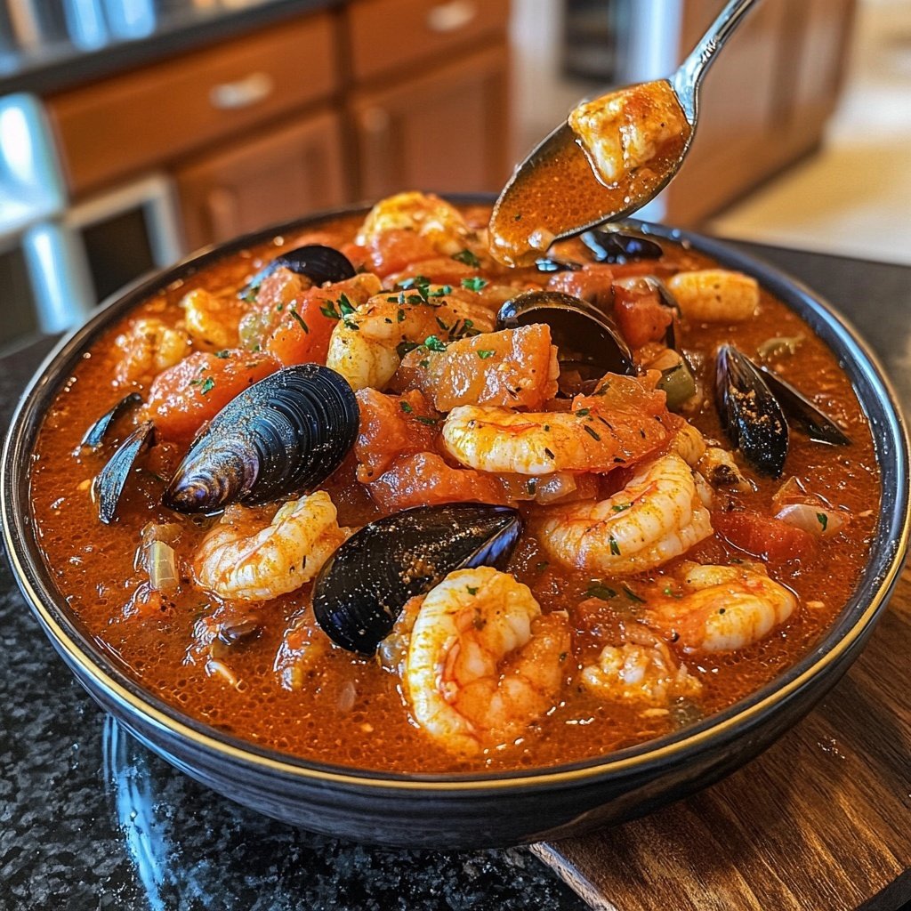Cioppino Seafood Stew with Tomato Broth
