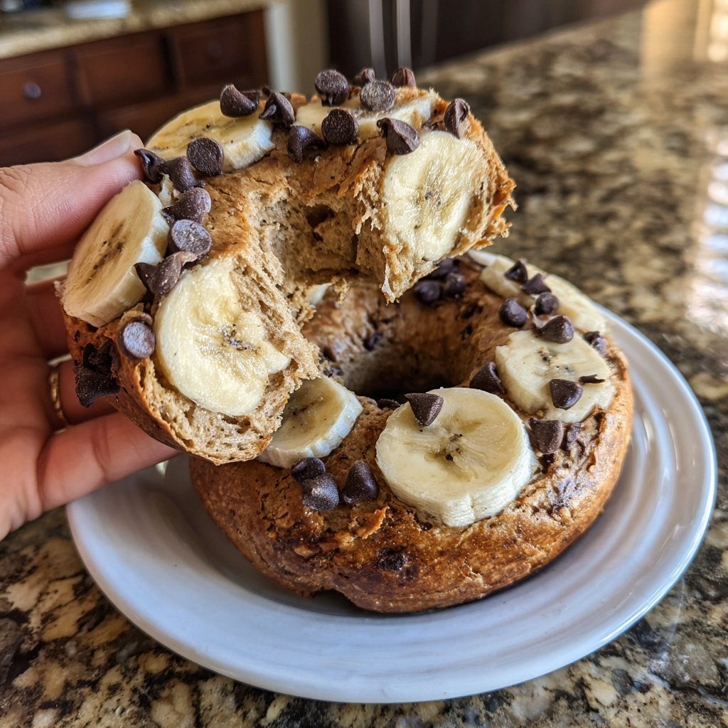 Protein Bagels with Banana Chocolate Chips