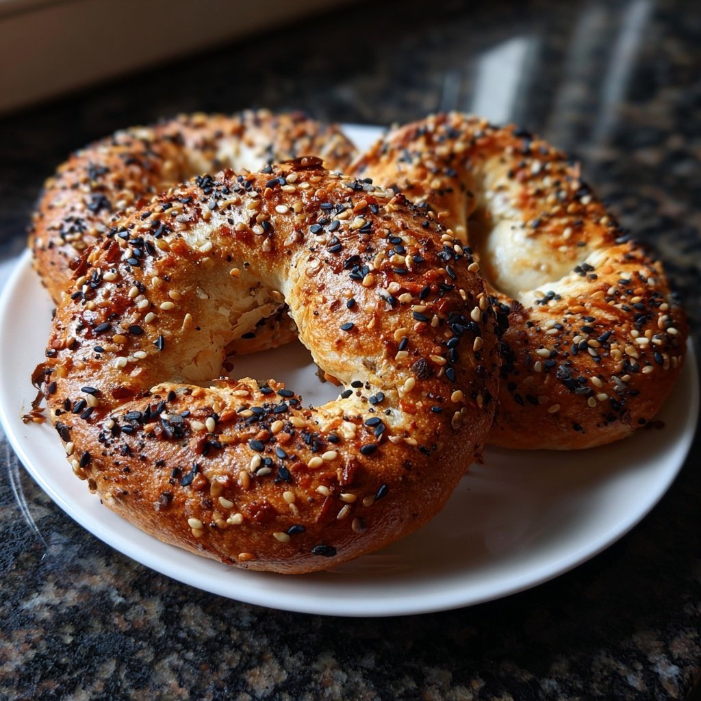 Protein Bagels with Everything Bagel Seasoning