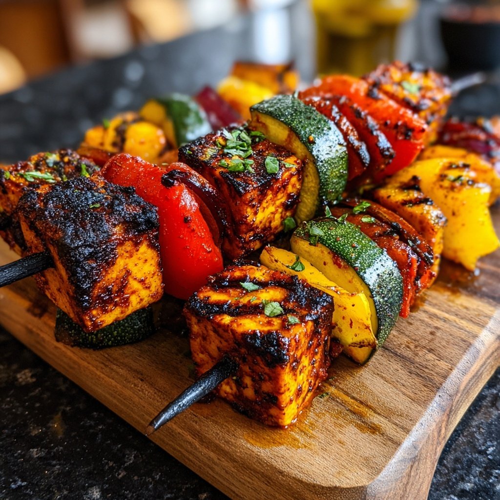 Grilled Tofu Veggie Kebabs