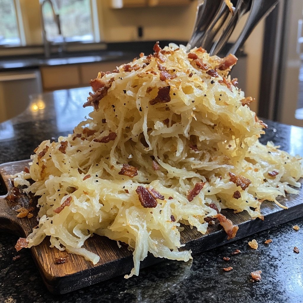 Pan-Fried Potato Noodles with Sauerkraut and Bacon