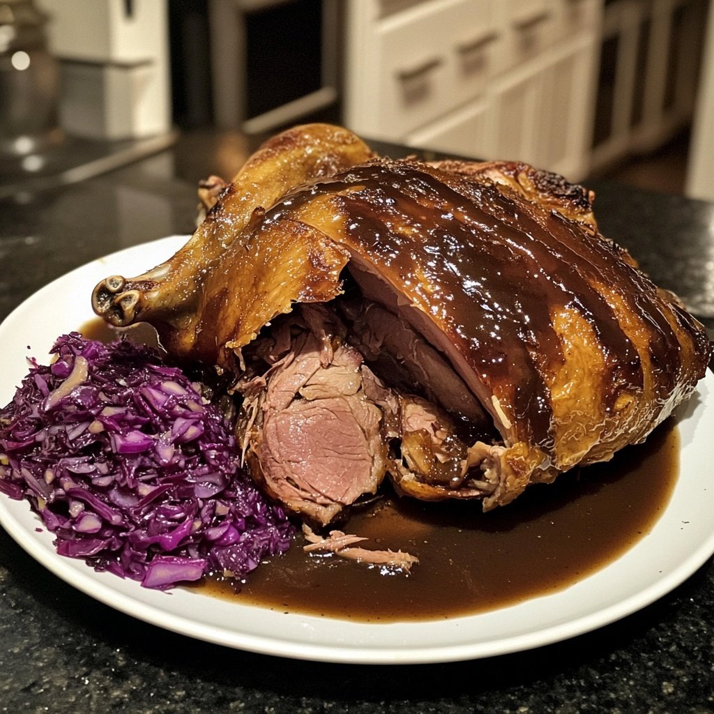 Roasted Goose with Red Cabbage