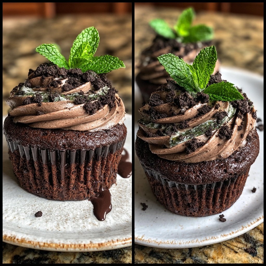 Chocolate Mint Oreo Cupcakes