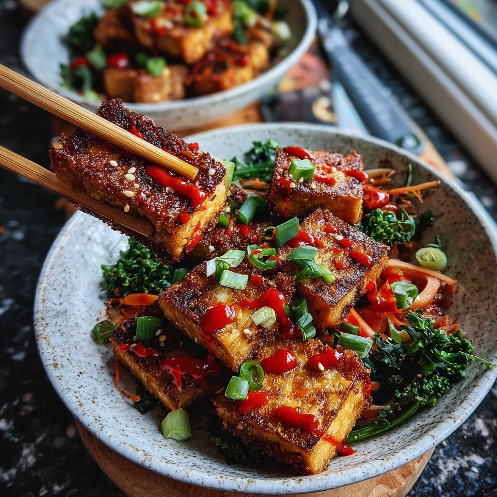 Crispy Tofu Bowls with Chili Sauce